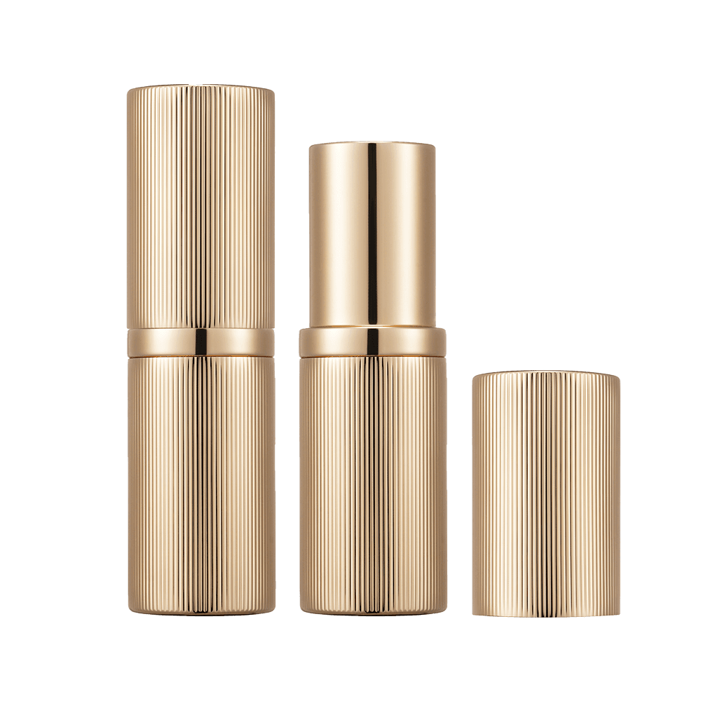 Stripe aluminum gold lipstick tube