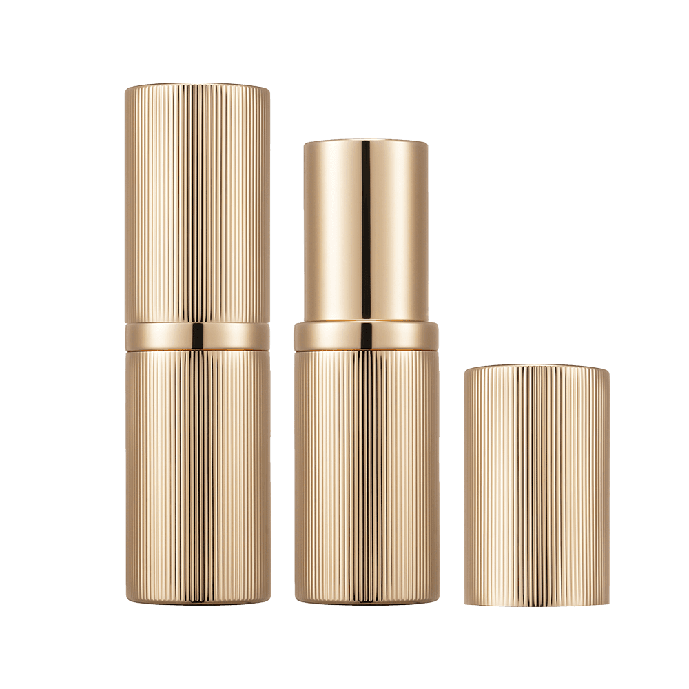 Stripe aluminum gold lipstick tube