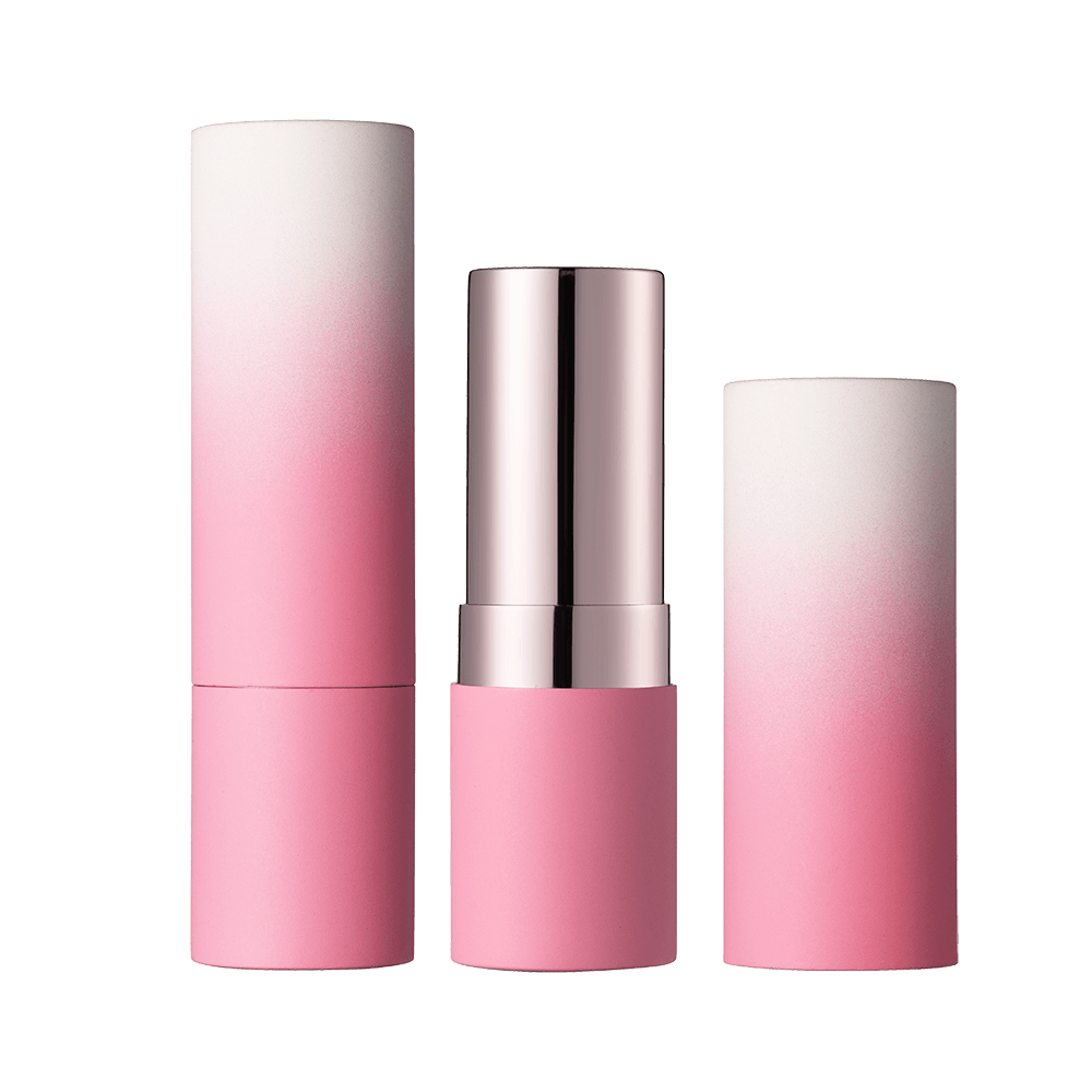 3.8g Snap-on Gradient Pink Round Aluminum Lipstick Tube HL8012